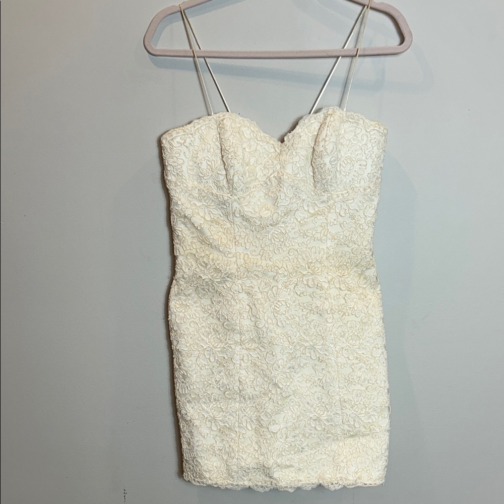 Vintage Cream White High Quality Lace Strapless Dress